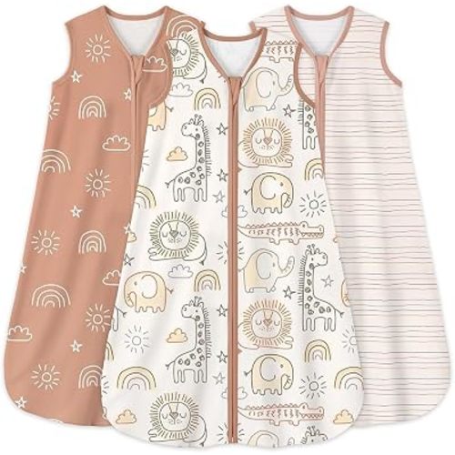 Yoofoss Baby Sleep Sack 6-12 Months 0.5 Tog Wearable Blanket for Baby, 3 Pack 100% Organic Cotton Infant Toddler Sleeping Sack 2-Way Zipper Lightweight Sleep Sack