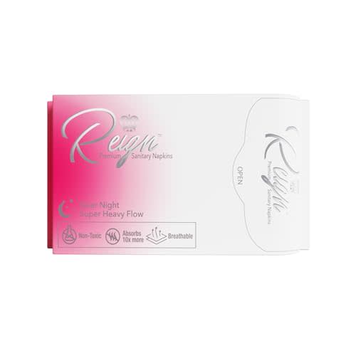 Reign Over Night Super Heavy Flow with Wings Sanitary Napkin for Women, Super Absorbent Pads (7 Count, 1 Pack)
