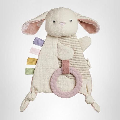 Itzy Ritzy - Bitzy Crinkle Sensory Toy for Babies & Toddlers — Features Crinkle Sound, Soft Braided Teething Toy Ring & Textured Ribbons — Gender Neutral Baby Item for Ages 0 Months & Up, Kitty