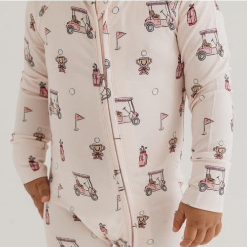 Pink Golf Zipper Romper – In My Jammers