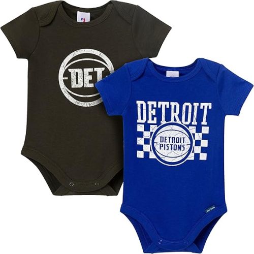 Gerber unisex-baby NBA Team 2 Pack Short Sleeve Onesie Bodysuits