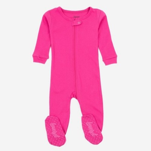 Leveret Footed Cotton Pajamas Solid Hot Pink 3-6 Month
