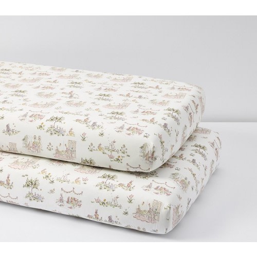 Riley Sheehey Blue English Garden Organic Cotton Crib Fitted Sheet