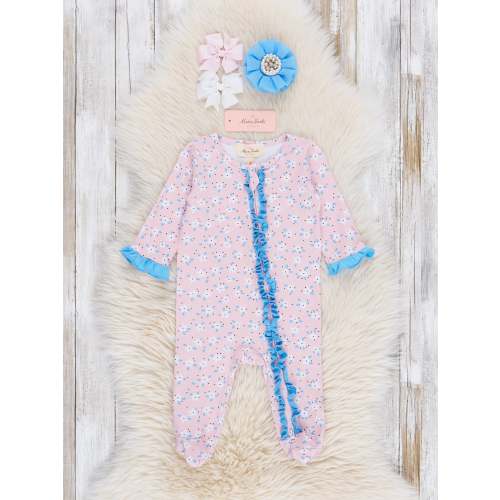 Blushing Blooms Ruffle Footed Sleeper Pajamas