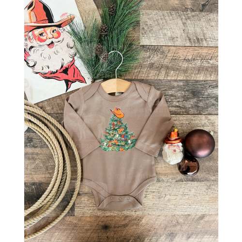 Cowboy Christmas Tree Christmas Design (l/s Onesie/Youth Tee)(Truffle) – theFRINGEDpineapple