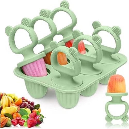 Silicone Baby Popsicle Molds with Sticks, Mini Popsicles Molds for Babies Breastmilk Popsicle Molds for Teething Relief, Frozen Treats Maker Popsicle Maker Ice Pop Mold for Toddlers Kids(Green)