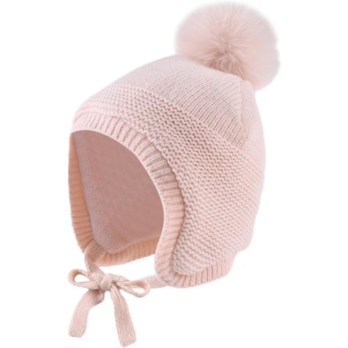 JANGANNSA Basic Winter Baby Boys Beanie Pompom Knitted Girls Hat Kids Earflap Beanies Warm Infant Toddler Hats