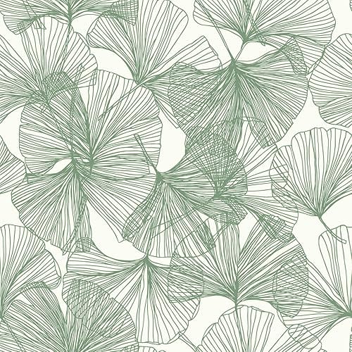 RoomMates RMK11603WP Green Gingko Leaves Peel and Stick Wallpaper, Roll