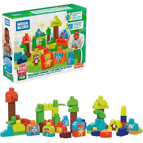 Mega Bloks Woodland Friends Preschool Building Set, Plant-Based Blocks, Multicolor