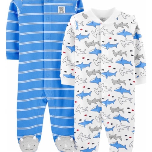 Simple Joys by Carter's unisex-baby 2-way Zip Thermal Footed Sleep and Play, Pack of 2