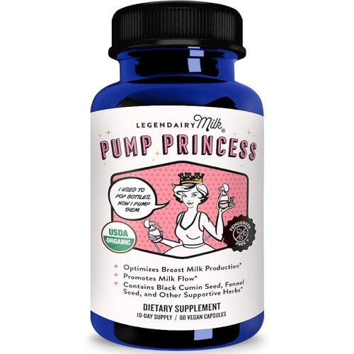 Legendairy Milk Pump Princess Lactation Supplement - Breastfeeding Supplements for Milk Supply Increase and Milkflow - Organic Black Cumin, Fennel and Dill Seeds, Fenugreek Free - 60 Capsules