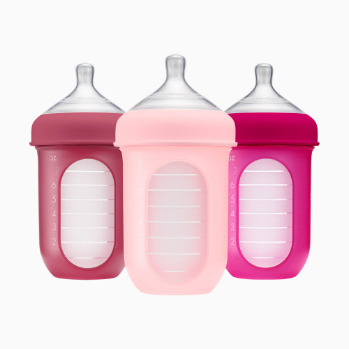 Boon NURSH Silicone Pouch Bottles - Pink, 8 Oz