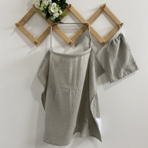 Gray Muslin Breastfeeding Cover: Adjustable Nursing Apron