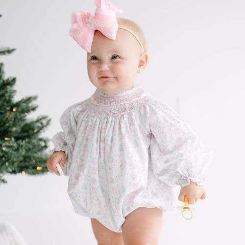Pink Nutcracker Geometric Smocked Bishop Bubble – Little Bear Smocks