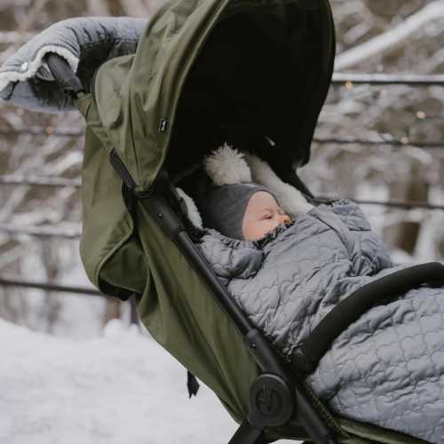 Stroller bunting, stroller footmuff for babies, merino wool gray color sleeping bag for babies, waterproof top