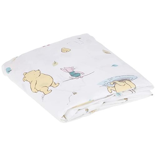 Amazon.com : Winnie The Pooh Classic Pooh 100% Cotton Fitted Crib Sheet in Ivory, Butter, Aqua and Orange : Baby