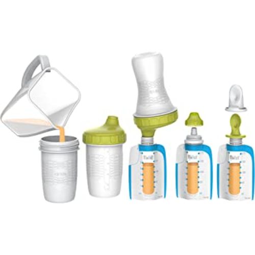 Kiinde Foodii Baby Food Storage Starter Kit, Squeeze Pouch and Reusable Spouts Set