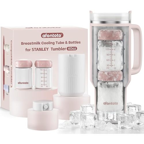 Breast Milk Cooler Compatible with Stanley Cup (40oz), Portable Breastmilk Cooler Fit 40oz Stanley Tumbler for 12H+ Safe Storage, Privacy-Protecting Breastmilk Chiller with 2pcs Milk Storage Bottle