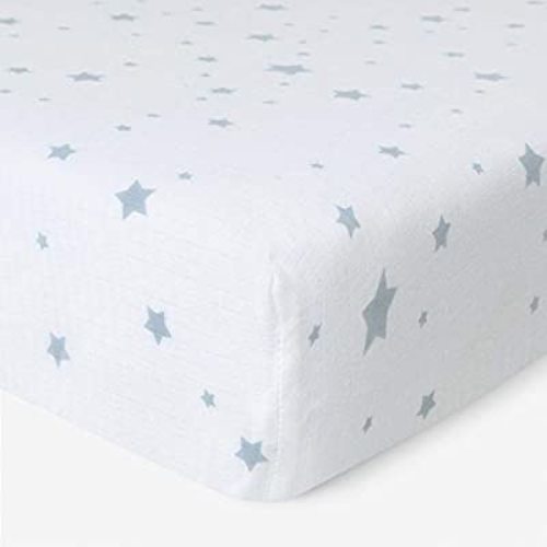 Newton Baby Organic Fitted Mini Crib Sheet - 100% Breathable and Ultra-Soft, 100% Organic Muslin Cotton, Stardust Print 24" x 38" and up to 8" Thick. - Stardust Mini