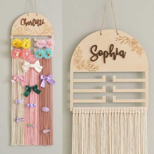 Custom Rainbow Bow Headband, Scrunchies Organizer, Baby Shower Gift, Hair Bow Hanger, Headband Holder, Clip Holder, Gift for Girl H97