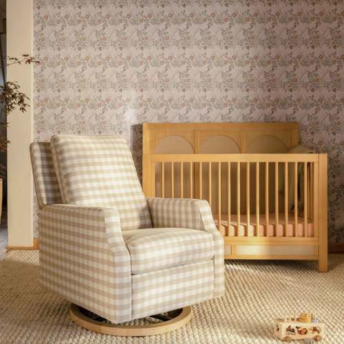Namesake Crewe Recliner and Swivel Glider - Tan Gingham