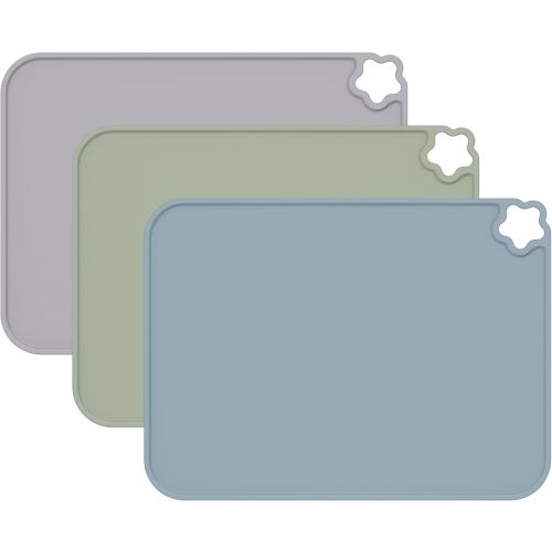 Cutebe Silicone Placemat for Toddles Kids Non-Slip Reusable Portable Kids Placemats for Dinning Table Heat Resistant Placemats, Baby Placemat Stain Resistant Silicone Mat for Dining Table 3 Pack