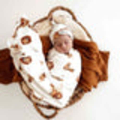 Lion Organic Baby Jersey Swaddle Wrap & Beanie | Snuggle Hunny
