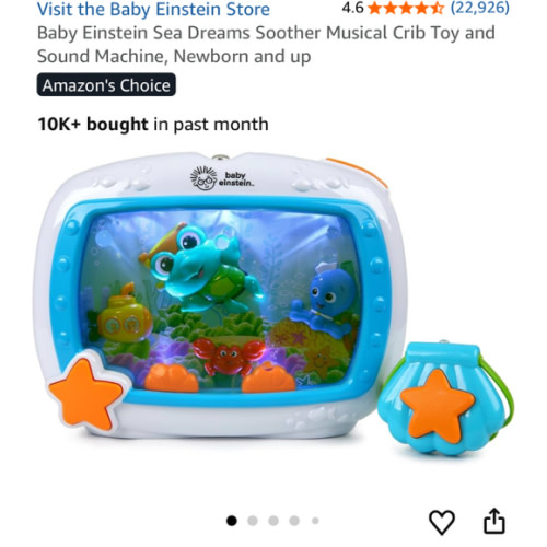Baby Einstein Sea Dreams Soother Musical Crib Toy and Sound Machine, Newborn and up