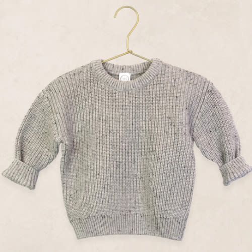 Knit Chunky Sweater - Grey Speckle