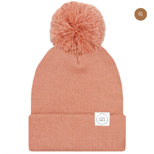 Beanie with Pom - Salmon Pink
