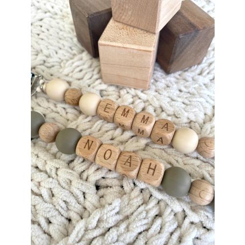 Personalized Pacifier Clip BPA free beads Newborn gift Custom Baby Name Neutral Newborn Baby Shower Binky Holder Boho baby