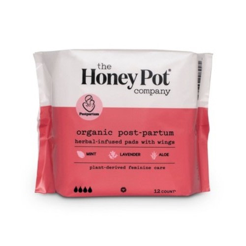 The Honey Pot Organic Cotton Herbal Postpartum Pads - 12ct