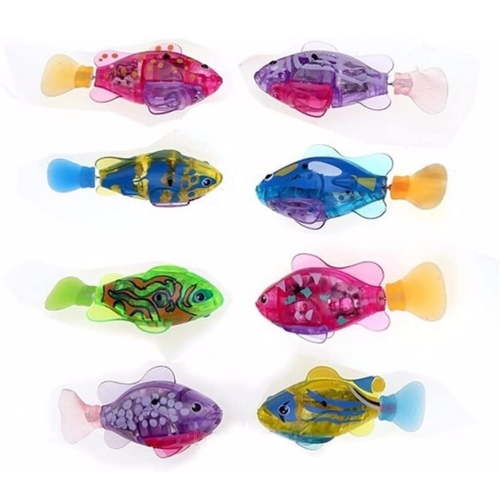 5 PCS Electronic Fish Baby Summer Bath Toy Pet Cat Toys Swimming Robot Fish with LED Light Water Swim Pool Bathtub Toys Christmas Birthday Gifts
