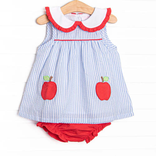 Time for School Seersucker Applique Diaper Set, Blue – Stitchy Fish