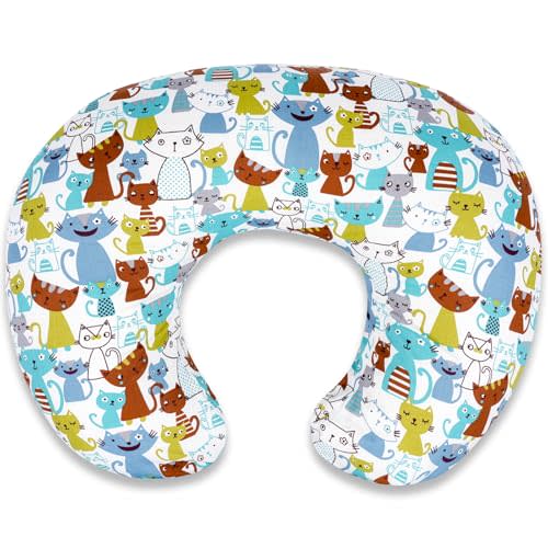 Nursing Pillow - Breastfeeding Pillow with Breathable Filling & Removable Cover, Ergonomic Support for Breastfeeding & Bottle (Blue Cat,0-12 Months)