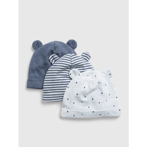 Baby 100% Organic Cotton First Favorite Beanie (3-Pack) in light blue heather