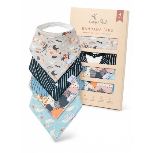 Copper Pearl Disney Baby Bibs 4 Pack, Soft Cotton Bandana Drool Bibs for Baby Girl & Boy, Drooling Teething