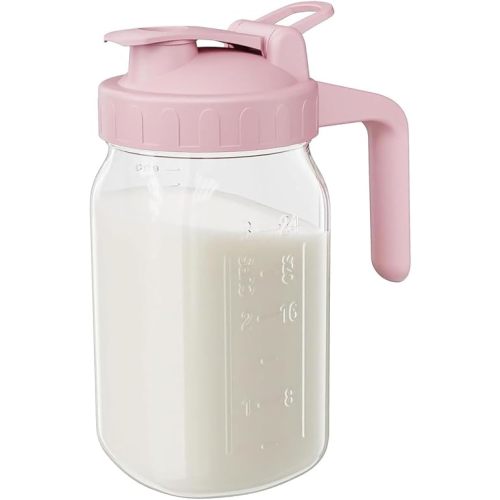 32 Oz Glass Breast Milk Pitcher Jug, Versatile Glass & Mason Jar Pitcher for Breastmilk Storage - Verego