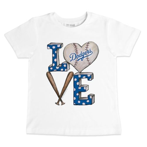 Infant Los Angeles Dodgers Tiny Turnip White Baseball Love T-Shirt
