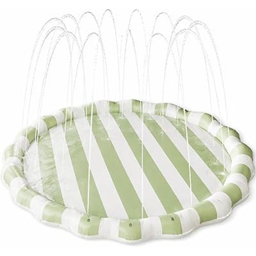 Blueweenly Toddler Splash Pad for Kids and Dog, 67" Outdoor Sprinkler for Kids Water Play Mat Pool Inflatable Toys for Summer Backyard Party Decor Outside, Green and White Stripe