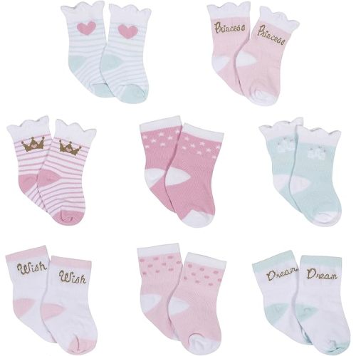 Gerber baby-boys 8-pack Wiggle-proof Jersey Crew Socks