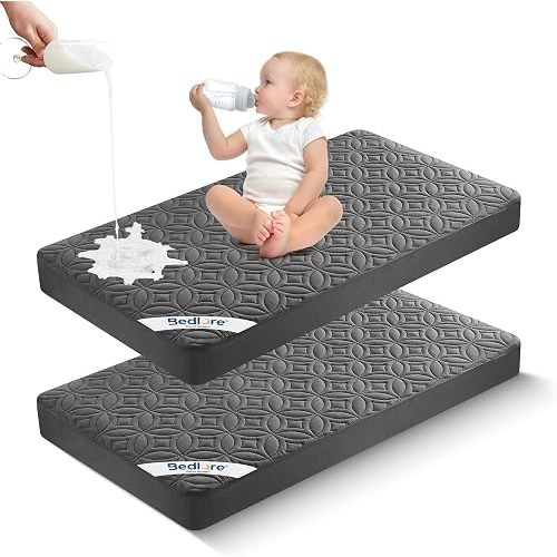 BEDLORE Waterproof Crib Mattress Protector 2 Pack for Standard Toddler Bed