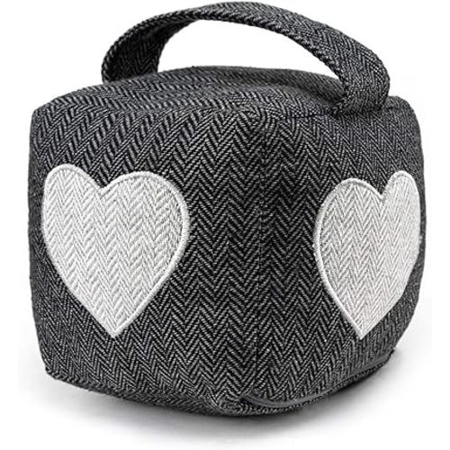 Heart-Shaped Decorative Polyester Door Stopper[weigh:2lb],FALIDI Home and Office Decoration Book Stopper-Dark Gray， 6 x 6 x 6”