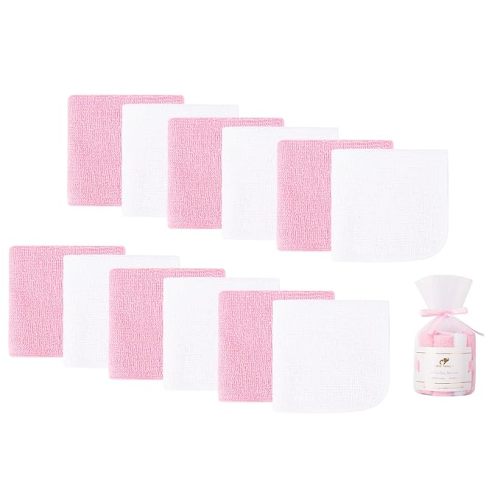 12 Pack Baby Washcloths 100% Cotton - Small Terry Wash Cloths 7.8" x 7.8" Soft Face Washcloth for Hand Body Sensitive Skin Thin Absorbent Wipes for Newborns Infant