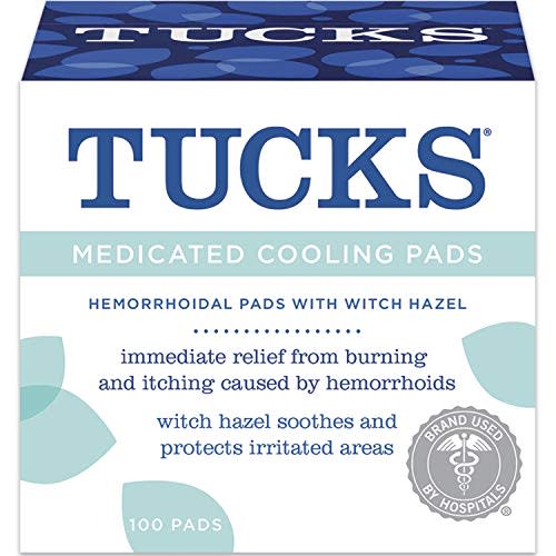 Tucks Medicated Cooling Pads, 100 Count with Witch Hazel, Cleanses Sensitive Areas