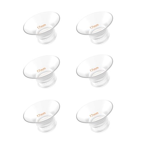 Flange Inserts 17mm 6PCS - Compatible with Momcozy M5/M6/S12 Pro/S9 Pro/V1/V2,Spectra,Medela,Elvie,Lansinoh 24mm Flange - Breast Pump Replacement Pump Parts - BPA Free Silicone,6 Pack