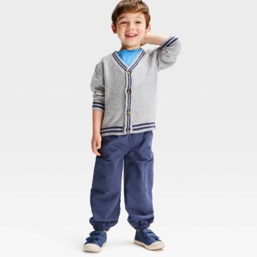 Toddler Boys’ Varsity Cardigan - Cat & Jack™ Heather Gray 12M