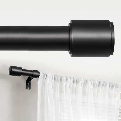Williston Forge Graciella 1" Diameter Adjustable Length Curtain Rods for Windows,Heavy Duty Curtain Rod with Aluminium Finials, Black Metal Decorative Drapery Rod for Living Room Bedroom, Outdoor/Indoor & Reviews | Wayfair
