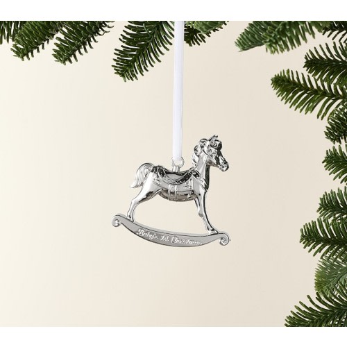 Baby's First Christmas Rocking Horse Silver Keepsake Ornament
