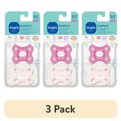 (3 pack) MAM Comfort Pacifier, 0-3 Months, Girl, 2 pack